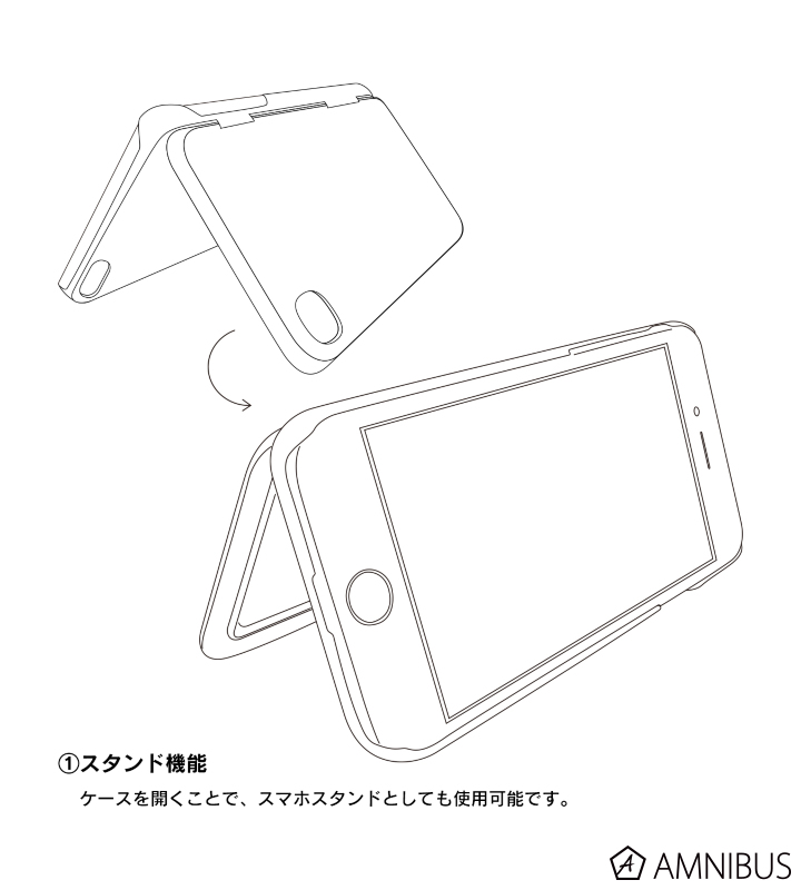 多機能iPhoneケース【ICカード入れ・鏡付き】(中国)