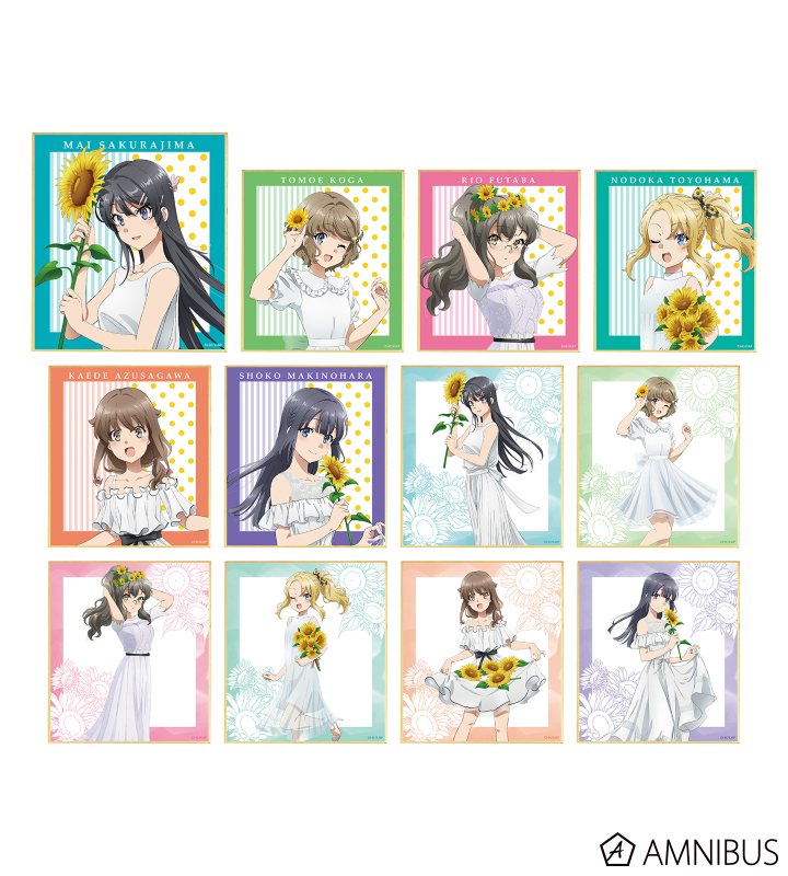青春ブタ野郎はバニーガール先輩の夢を見ない 描き下ろしイラスト ひまわりと白いワンピースver トレーディングミニ色紙 Amnibus アムニバス