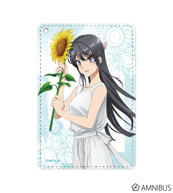 青春ブタ野郎はバニーガール先輩の夢を見ない 描き下ろしイラスト 桜島麻衣 ひまわりと白いワンピースver 1ポケットパスケース Amnibus アムニバス