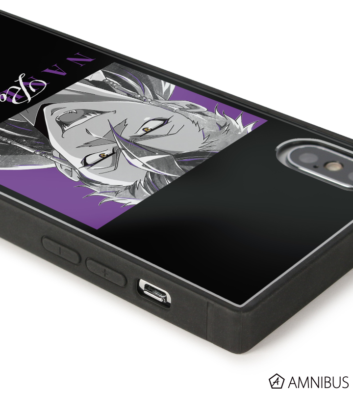 ロック Ani-Art BLACK LABEL スクエア強化ガラスiPhoneケース