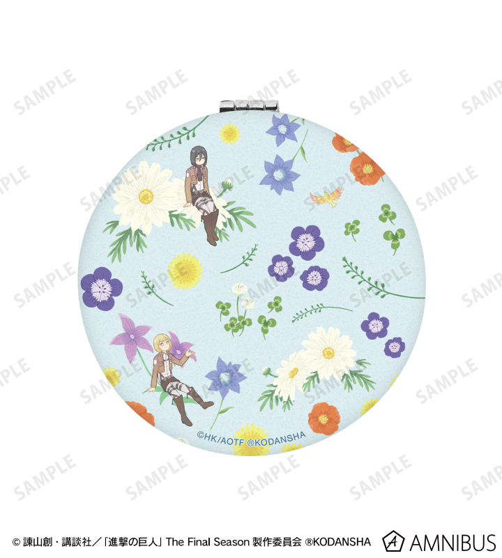 エレン&ミカサ&アルミン Botania 丸型折りたたみミラー