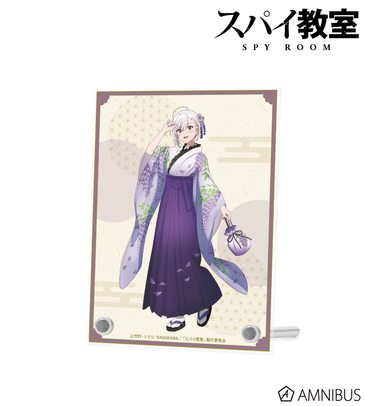 描き下ろしイラスト ジビア 花柄和装ver. A6アクリルパネル