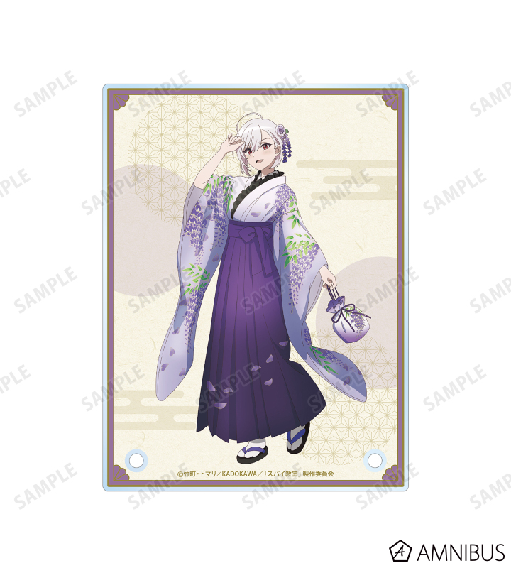 描き下ろしイラスト ジビア 花柄和装ver. A6アクリルパネル