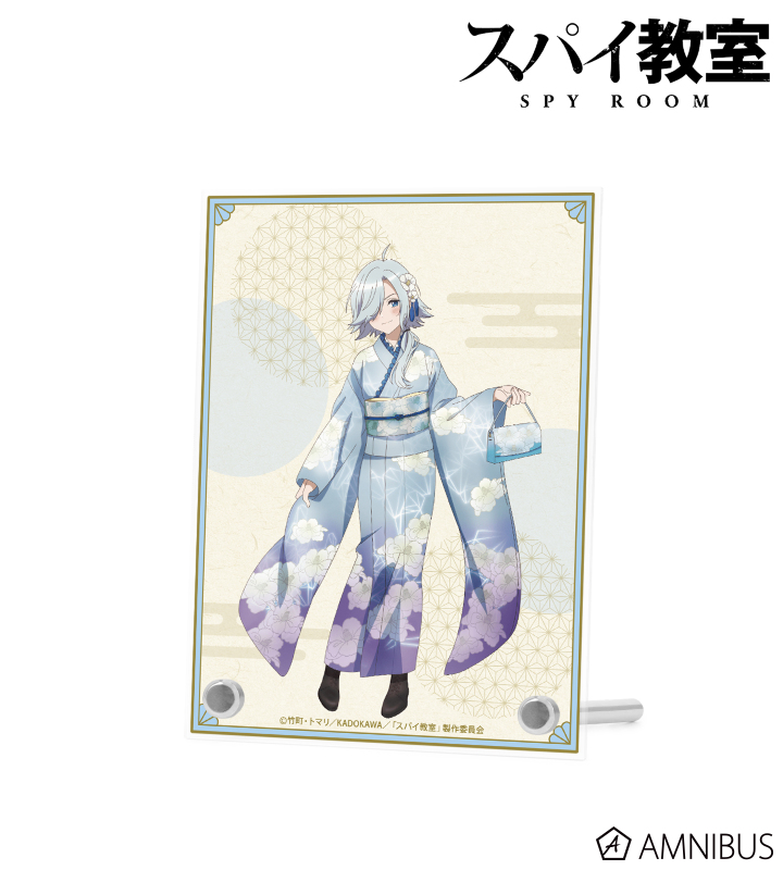 描き下ろしイラスト モニカ 花柄和装ver. A6アクリルパネル