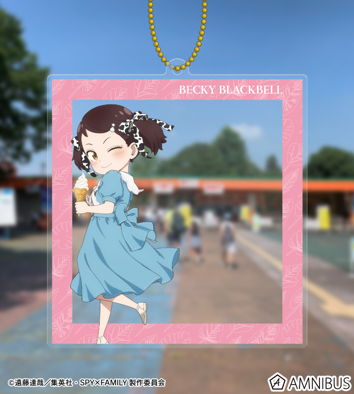 東武動物公園コラボ 描き下ろしイラスト ベッキー・ブラックベル アニマル柄ver. フォトフレーム風BIGアクリルキーホルダー