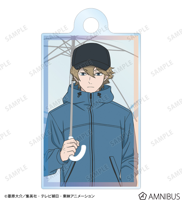 描き下ろしイラスト ヒュース 雨の日のお出かけver. 2連ワイヤーアクリルキーホルダー