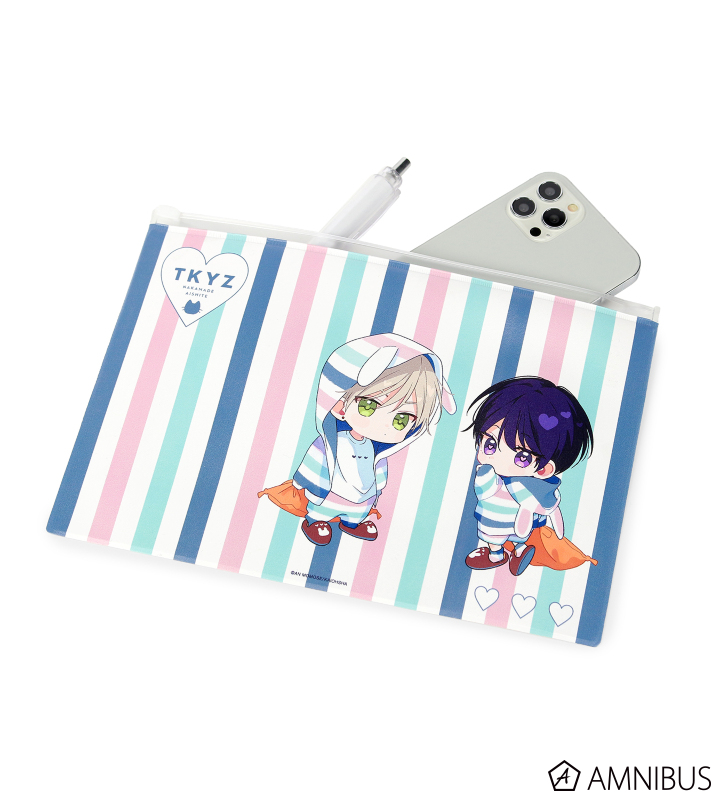 百瀬あん先生 描き下ろしイラスト 常盤&楪 ちびキャラ お泊まりver. ビニールフラットポーチ