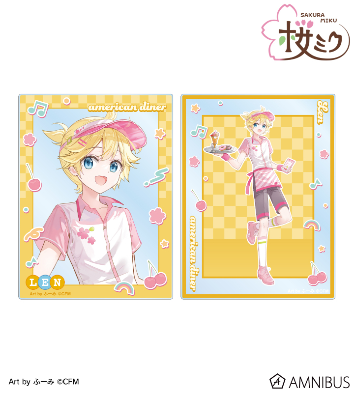 秋桜（美人画・A2サイズ） 桜ミク - 描き下ろし 鏡音レン アメリカンダイナーver. Art by