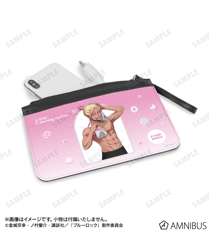 描き下ろし 士道 龍聖 モーニングルーティンver. PUレザーフラットポーチ