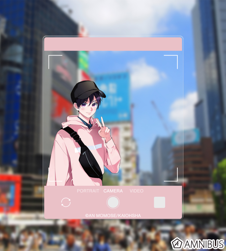 百瀬あん先生 描き下ろし 楪 トラベルver. 撮影画面風アクリルカード