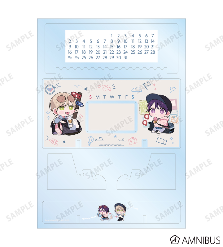 百瀬あん先生 描き下ろし 常盤&楪 ちびキャラ トラベルver. 卓上アクリル万年カレンダー