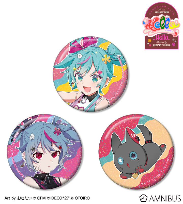 デコミク&にーにゃ Art by おむたつ ホログラム缶バッジ3個セット ver.B