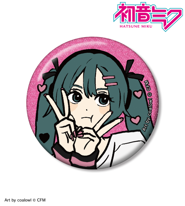 初音ミク ハートver. グリッター缶バッジ ver.B 初音ミク - 描き下ろし 初音ミク ハートver. Art by coalowl