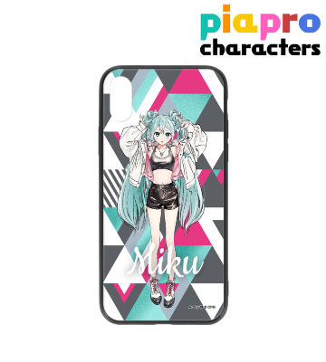 rockin'starコラボ 描き下ろしイラスト 初音ミク Art by 博 スクエア強化ガラス箔押しiPhoneケース