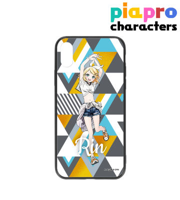 rockin'starコラボ 描き下ろしイラスト 鏡音リン Art by 博 スクエア強化ガラス箔押しiPhoneケース