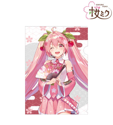 描き下ろしイラスト 桜ミク Art by しらび クリアファイル