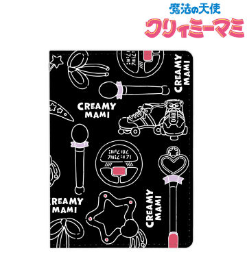 モチーフ柄4ポケットパスケース ブラック