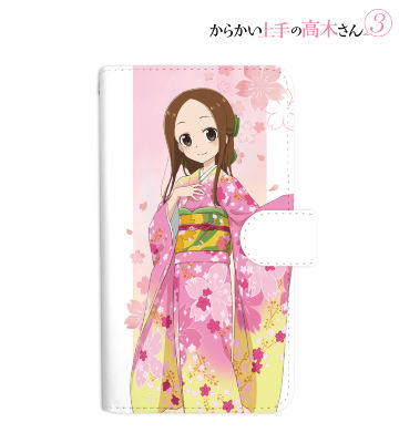 描き下ろしイラスト 高木さん 桜和装ver. 手帳型スマホケース