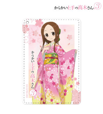 描き下ろしイラスト 高木さん 桜和装ver. 1ポケットパスケース