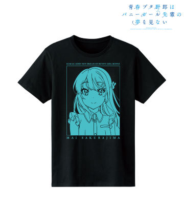 Tシャツ(キャラクター)　桜島麻衣 限定Tシャツ ブラック Lサイズ 「青春ブタ野郎はゆめみる少女の夢を見ない×野郎ラーメン」 青春ブタ野郎はバニーガール先輩の夢を見ない - 桜島麻衣 T