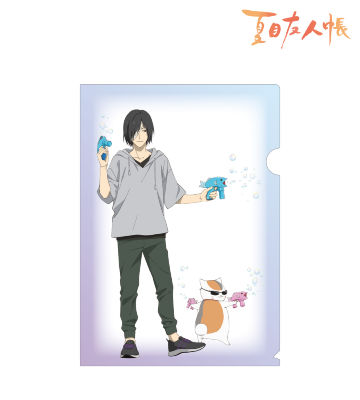 描き下ろしイラスト 的場静司＆ニャンコ先生 シャボン玉ver. クリアファイル