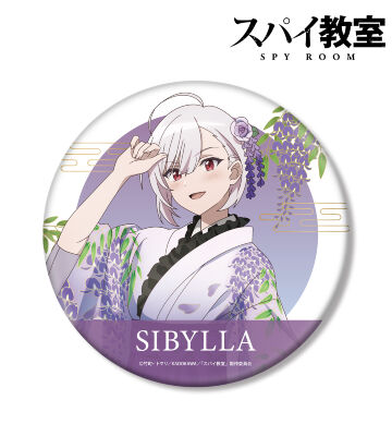 描き下ろしイラスト ジビア 花柄和装ver. BIG缶バッジ