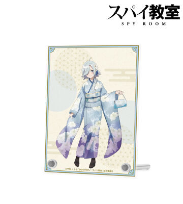 描き下ろしイラスト モニカ 花柄和装ver. A6アクリルパネル