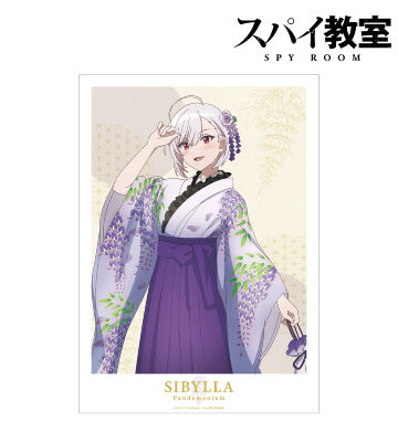 描き下ろしイラスト ジビア 花柄和装ver. A3マット加工ポスター