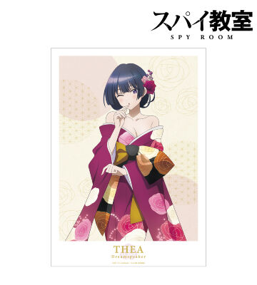 描き下ろしイラスト ティア 花柄和装ver. A3マット加工ポスター