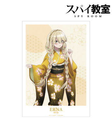 描き下ろしイラスト エルナ 花柄和装ver. A3マット加工ポスター