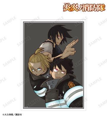 炎炎ノ消防隊　新門紅丸　森羅日下部　アーサー　マルイ　限定　非売品　ブロマイド 炎炎ノ消防隊」森羅・アーサー・紅丸をシルバーリング