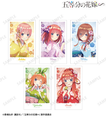 描き下ろし 桜和装ver. インスタントカメラ風イラストカード5枚セット