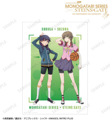 描き下ろし 神原駿河&阿万音鈴羽 コラボイラストver. A3マット加工ポスター