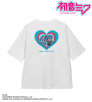 ANGEL BLUEコラボ 描き起こし 初音ミク&ナカムラくん BIGシルエットＴシャツ