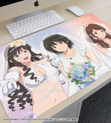 描き下ろし 中多紗江&七咲 逢󠄀&森島はるか ウェディング水着ver. マルチデスクマット