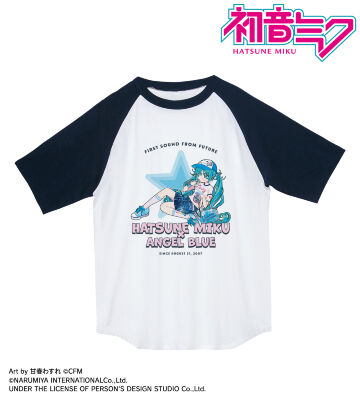 ANGEL BLUEコラボ 描き下ろし 初音ミク Art by 甘春わすれ ラグランTシャツ ver.A