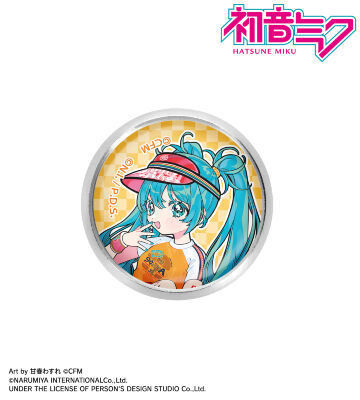 ANGEL BLUEコラボ 描き下ろし 初音ミク Art by 甘春わすれ ガラスマグネットピンバッジ ver.B