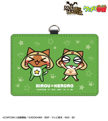 モンスターハンター×ケロロ軍曹 ケロロアイルー&ケロロ ネックストラップ付き2ポケットパスケース