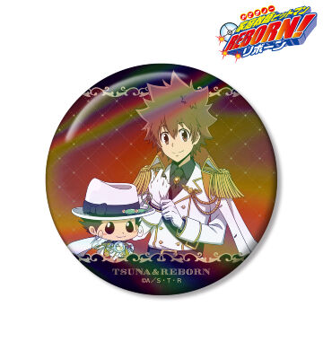 描き下ろし 沢田 綱吉&リボーン 白衣装ver. 75mmオーロラ缶バッジ