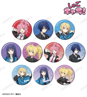 popman3580さんイラスト 制服ver. トレーディンググリッター缶バッジ