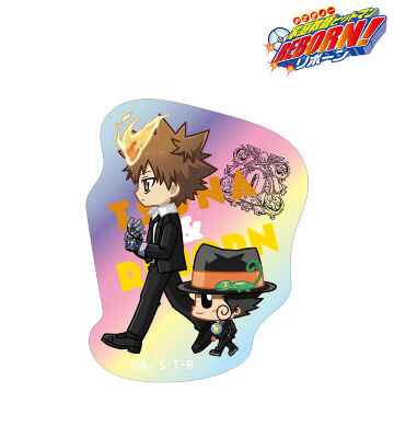 リボーン&沢田 綱吉 ちびとこ オーロラダイカットステッカー