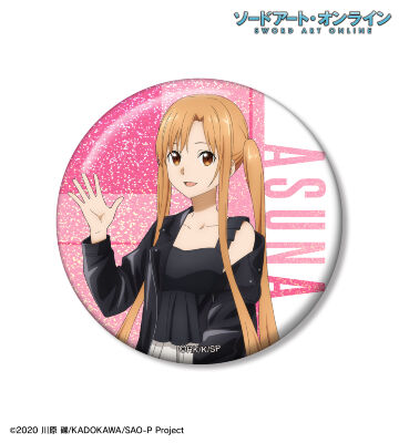 描き下ろし アスナ ライダースジャケットver. 75mmホログラム缶バッジ