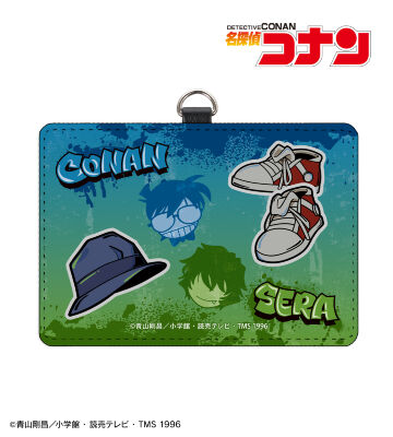 江戸川コナン&世良真純 グラフィティモチーフ ネックストラップ付き2ポケットパスケース