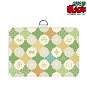 三年生 モチーフ柄 ネックストラップ付き2ポケットパスケース