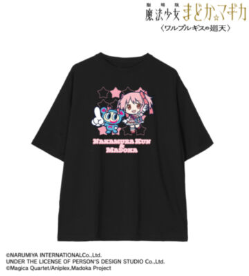 ANGEL BLUEコラボ ナカムラくん&鹿目まどか ちびキャラ BIGシルエットTシャツ